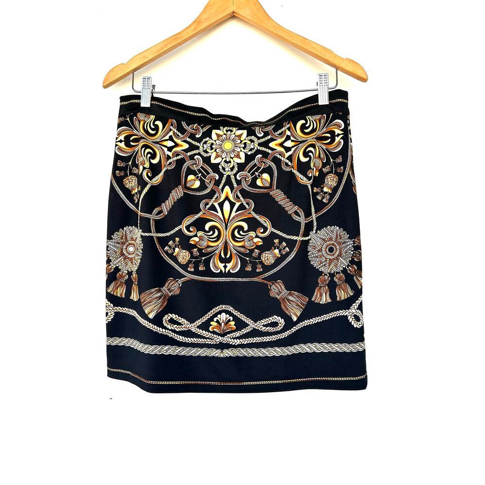 Vintage Y2K Cache Set Halter Top Mini Skirt Baroque Scarf Versace Medium 8 Gold - Picture 13 of 13